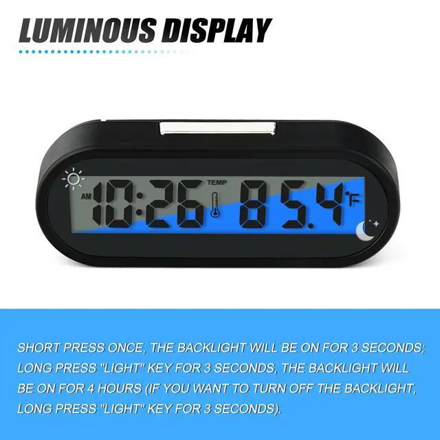 Alt view image 4 of 7 - 2PCS Car Clocks with Temperature, Fahrenheit LED Backlight 2 in 1, Vehicle Adhesive Digital Dashboard Clock, Small Electronic Clock for Car Truck Dashboard & Air Vent