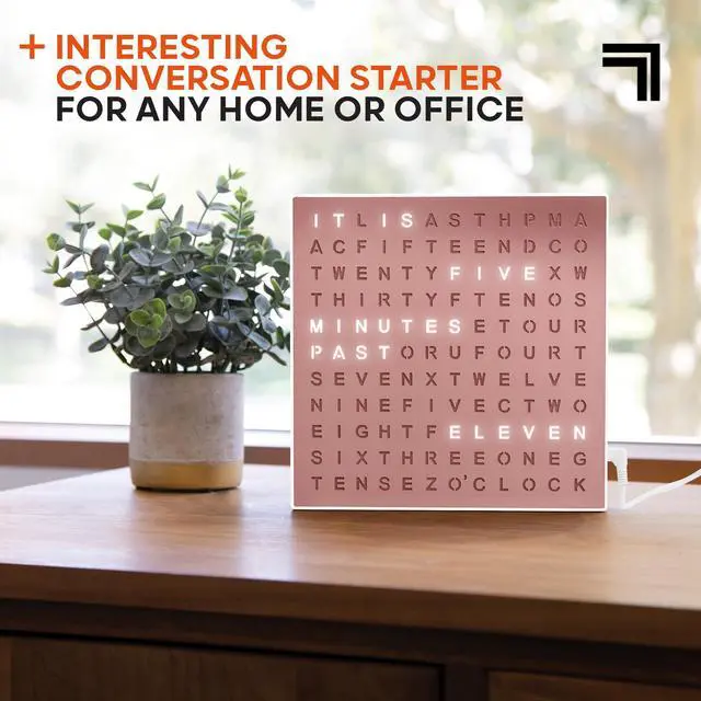 Alt view image 4 of 7 - LED Word Digital Clock, 7.75", Rose Gold Finish, Light-Up Desk & Wall Clock, Modern Time Display, Shelf or Wall Decor for Home Office, Living Room, Kitchen & Bedroom, Housewarming Gift