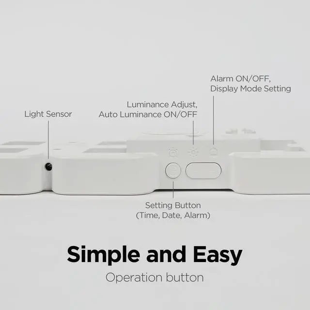 Alt view image 7 of 7 - 3D Pure mini White Gold LED Clock, Multi-Function LED Clock (Calendar, Alarm, Temperature) (8.5" White Gold Table Alarm Clock)