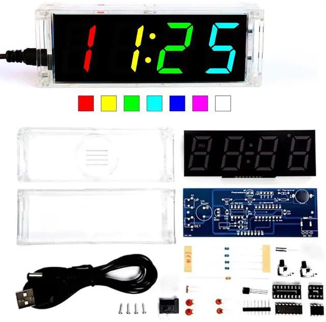 Main image of Colorful Digital LED Electronic Alarm Clock DIY Kits Soldering Practice Learning Project EK1973