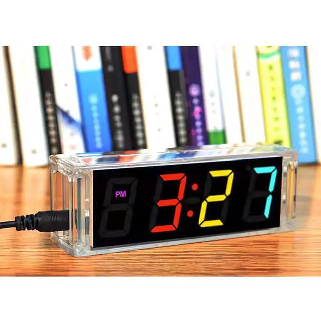 Alt view image 4 of 7 - Colorful Digital LED Electronic Alarm Clock DIY Kits Soldering Practice Learning Project EK1973