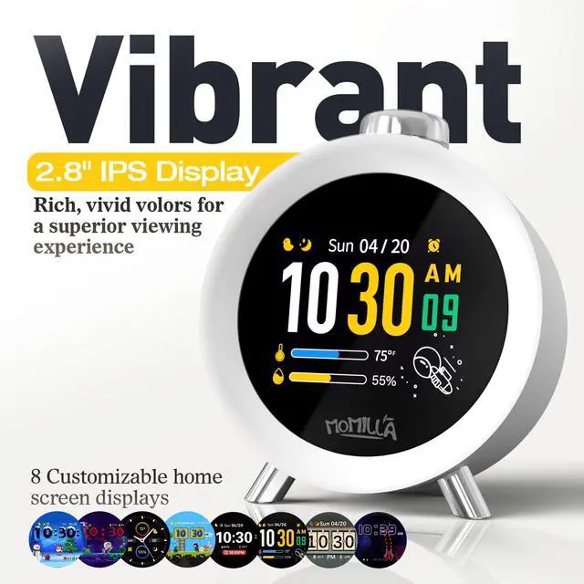 Alt view image 2 of 7 - Alarm Clock for Heavy Sleepers, Colorful Screen Temperature, Loud 7-Day Programmable 4 Alarms, Small Clocks Bedrooms for Kids Adults Boys Girls, Easy to Set, Digital White Noise, Hourly Chime