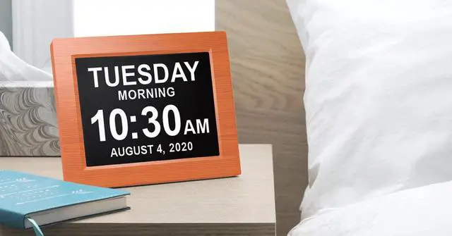 Alt view image 6 of 7 - New 2026 Dementia Clock Large Digital Clock for Seniors, Large Display with Custom Alarms, Calendar Clock with Day & Date for Elderly, Clear Numbers Alzheimer Digital Clock Wood