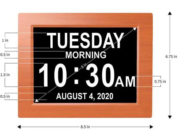 Alt view image 5 of 7 - New 2026 Dementia Clock Large Digital Clock for Seniors, Large Display with Custom Alarms, Calendar Clock with Day & Date for Elderly, Clear Numbers Alzheimer Digital Clock Wood