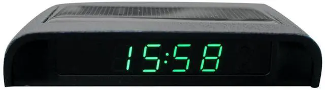 Main image of Solar Powered LCD Clock, Stick-On Luminous Car Clock with Temperature Display (Green)