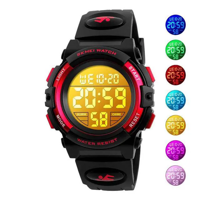 Alt view image 2 of 7 - Digital Watch for Girls Ages 4-15, Kids Red Digital Sports Waterproof Outdoor Analog Electronic Watches with Alarm Stopwatch, Children Birthday Presents Gifts Toys for Age 4-12 Year Old Boys Girls