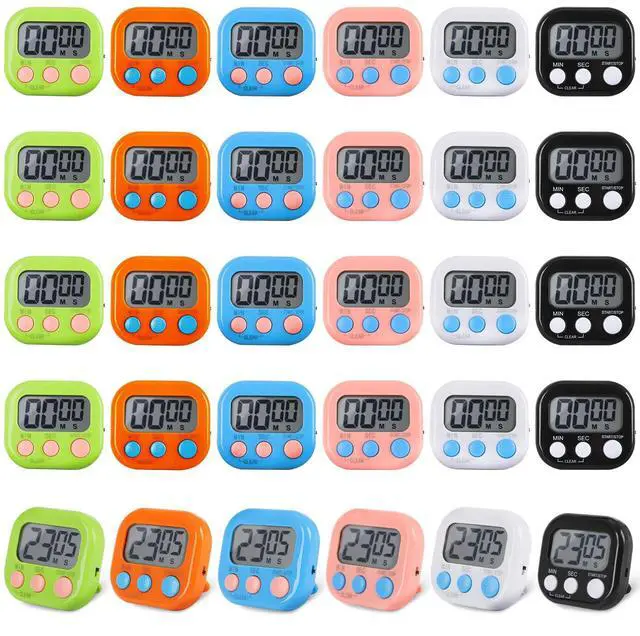 Main image of 30 Pcs Digital Kitchen Timer Bulk, Magnetic Timers for Classroom, LCD Display, Loud Alarm, Electronic Minute Second Clock Timer for Teacher, Exercise, Cooking, Baking(6 Colors)