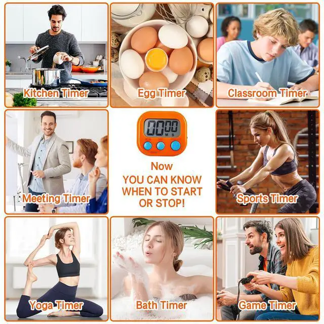 Alt view image 7 of 7 - 30 Pcs Digital Kitchen Timer Bulk, Magnetic Timers for Classroom, LCD Display, Loud Alarm, Electronic Minute Second Clock Timer for Teacher, Exercise, Cooking, Baking(6 Colors)