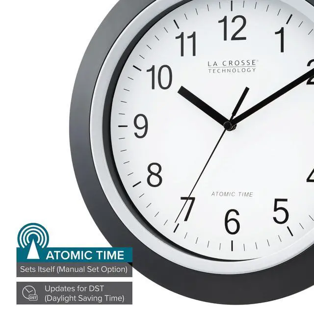 Alt view image 2 of 7 - WT-3129B 12 Inch Atomic Analog Wall Clock, Pack of 1, Black