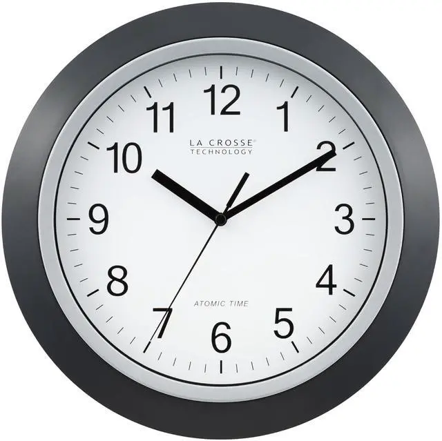 Main image of WT-3129B 12 Inch Atomic Analog Wall Clock, Pack of 1, Black