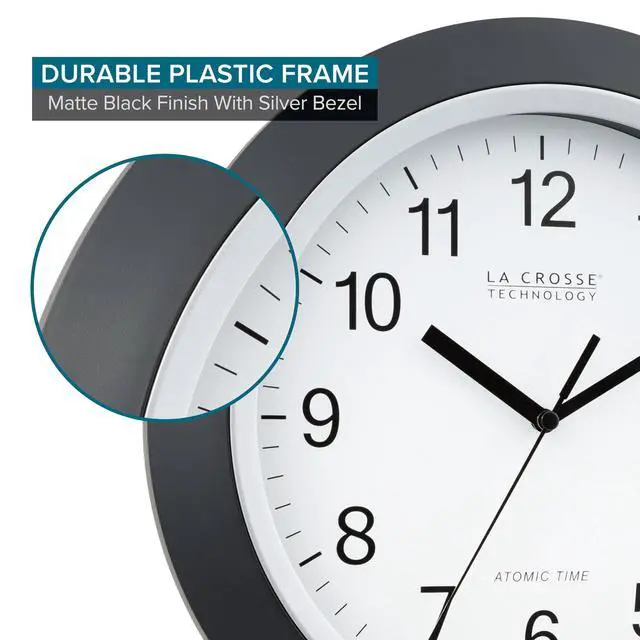 Alt view image 5 of 7 - WT-3129B 12 Inch Atomic Analog Wall Clock, Pack of 1, Black