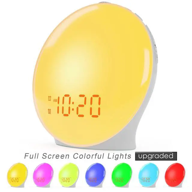 Alt view image 6 of 7 - Wake Up Light Sunrise Alarm Clock for Kids, Heavy Sleepers, Bedroom, with Sunrise Simulation, Sleep Aid, Dual Alarms, FM Radio, Snooze, Nightlight, Daylight, 7 Colors, 7 Natural Sounds, Ideal for Gift