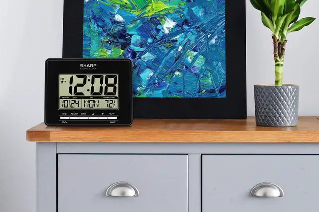 Alt view image 6 of 7 - Atomic Desktop Clock Auto Set Digital Alarm Clock - Atomic Accuracy - Easy to Read Screen with Time/Date/Temperature Display- Perfect for Nightstand or Desk