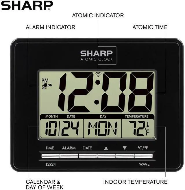 Alt view image 4 of 7 - Atomic Desktop Clock Auto Set Digital Alarm Clock - Atomic Accuracy - Easy to Read Screen with Time/Date/Temperature Display- Perfect for Nightstand or Desk