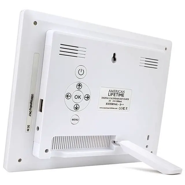 Alt view image 2 of 7 - New Version, Day Clock Extra Large Impaired Vision Digital Clock with Battery Backup and 5 Alarm Options, Premium Mahogany Color, 8 inch