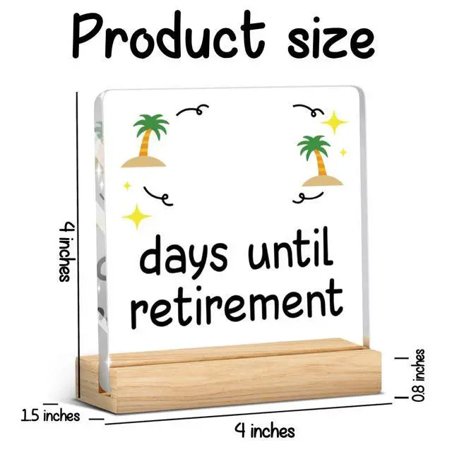 Alt view image 3 of 6 - Retirement Countdown Calendar Funny Retirement Countdown Gifts for Coworker Manager Women Men Friend Employee Retire Office Desk Decor Acrylic Sign
