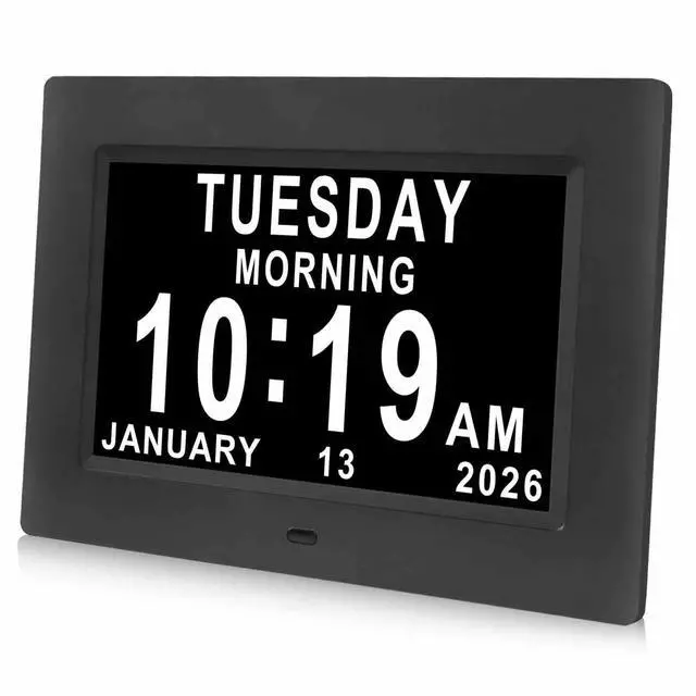 Main image of Dementia Clocks for Seniors,7 Inch Clock with Day and Date for Elderly,12 Alarms Option,Auto Dimmable,Large Display Digital Clock with Large Number
