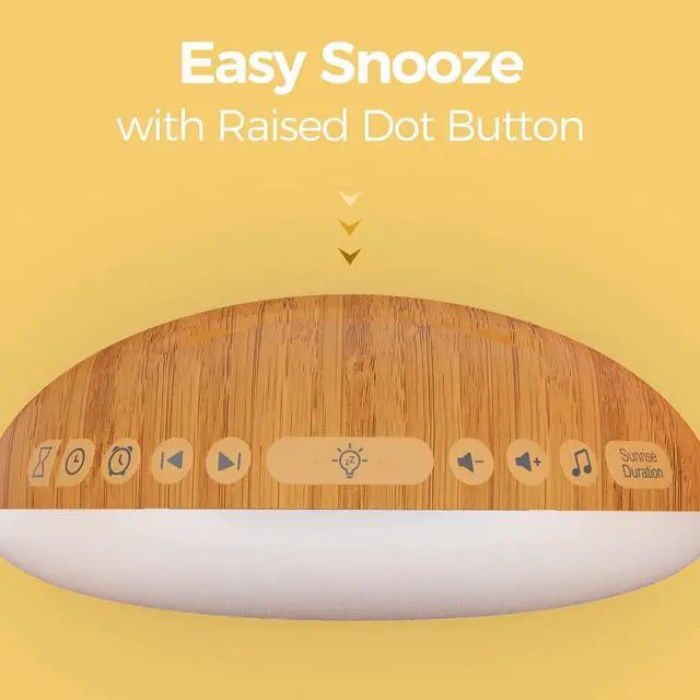 Alt view image 7 of 7 - Wood Grain Sunrise Alarm Clock and Sound Machine Nightlight, Digital Dimmable Clock for Bedroom, 26 Sleep Sounds, White Noise Machine for Baby, Adults, Wake Up Light Alarm Clock for Kids