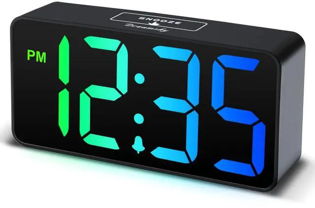 Main image of Small Digital Alarm Clocks for Bedrooms - RGB Electric Alarm Clock for Kids Bedside Nightstand, Desk Clock with Large Numbers, Dimmer, Adjustable Alarm Volume, USB Port, USB-C Adapter Powered