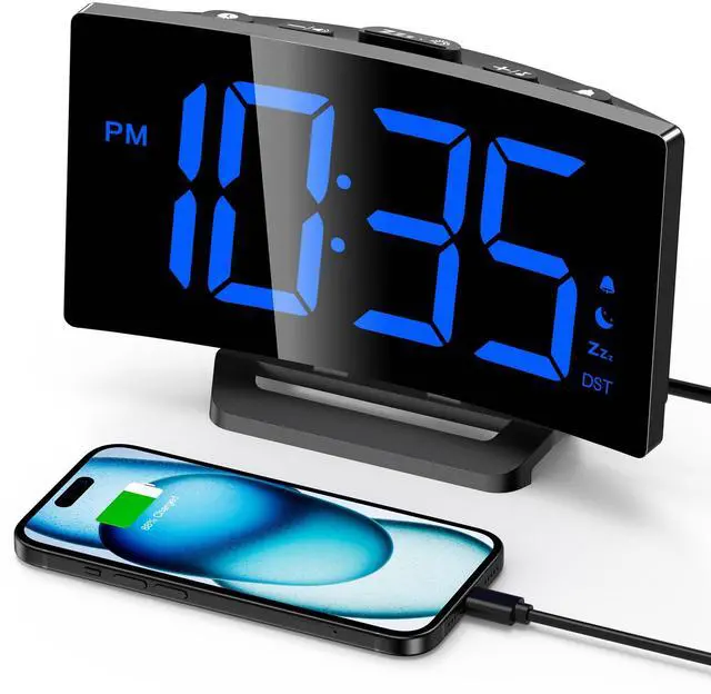 Main image of Upgraded Digital Alarm Clock for Bedrooms, Digital Clock with Customizable Night Mode, 5 Levels Brightness+Off, 2 Volume, 3 Alarm Tones, Snooze, USB Charging Port, Power-Off Memory, 12/24H/DST