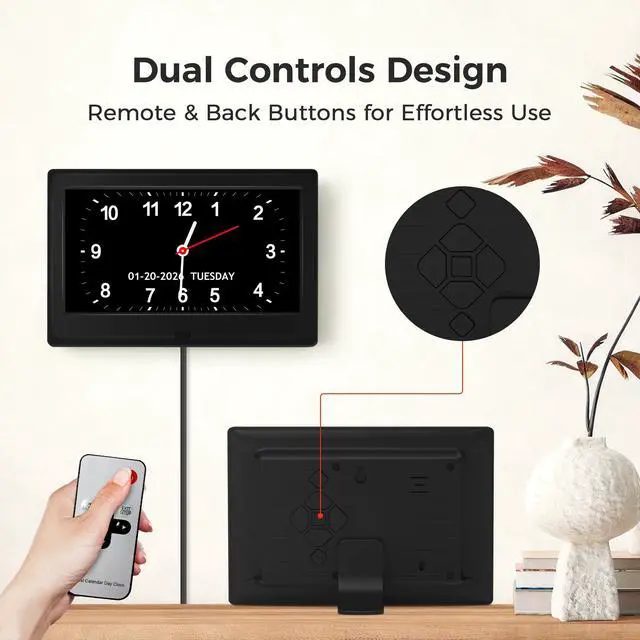 Alt view image 5 of 7 - 7'' Digital Clock, Dementia Clock With Date And Time, 10 Reminders, 6 Alarms, Auto-Dimming, Auto DST, Remote Control, Large Display Alarm Clock For Seniors, Gifts For People With Dementia, Alzheimers