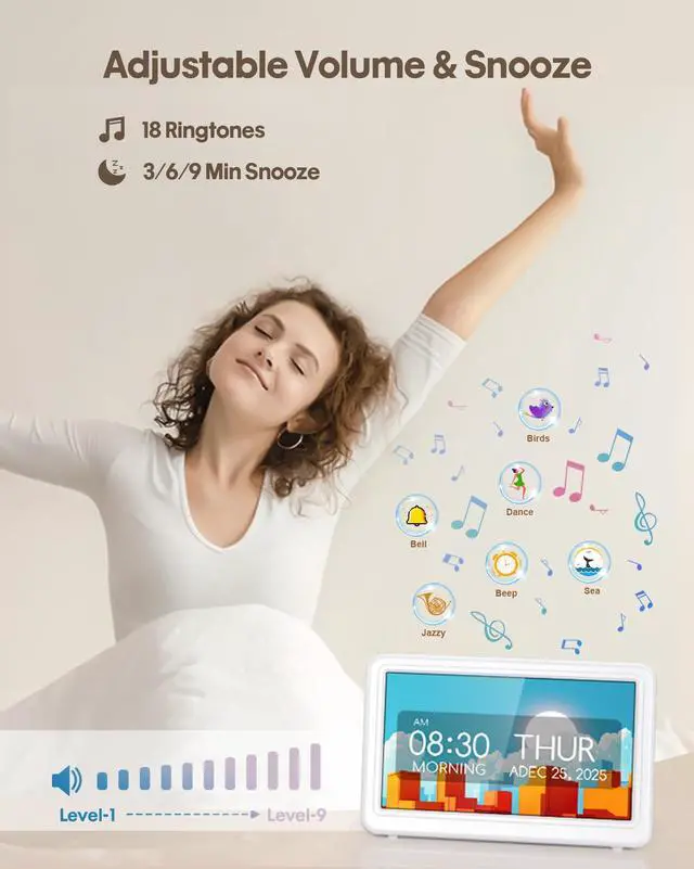 Alt view image 7 of 7 - Digital Clock with Date and Week for Seniors, Alzheimer's Dementia Clock with 20 Alarms and 6 Medicine Reminders, 12 Display Modes Large Font Digital Calendar Alarm Clock for Vision Impaired(7 Inch)