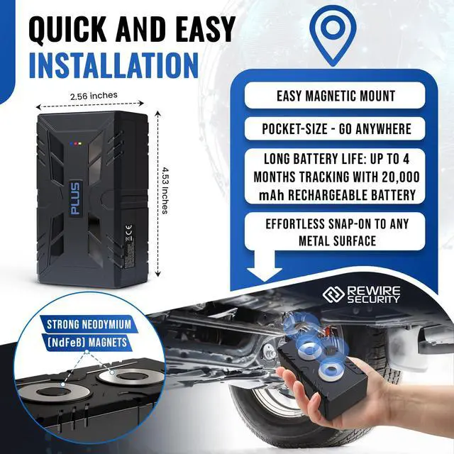 Alt view image 2 of 7 - 104-Plus 4G Magnetic GPS Tracker for Vehicle | Easy Mount | Fits with Car, Truck, Van & Motorbike | Portable Live Tracking | Up to 4 Month Battery Life | Low Cost Subscription Plans