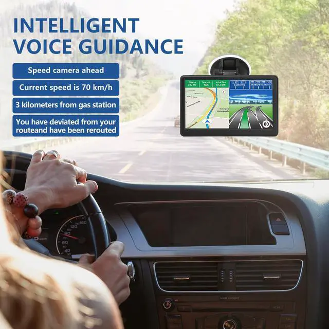 Alt view image 2 of 7 - GPS Navigator for Car Truck RV, Latest 2026 Map(Free Lifetime Updates) 7 inch Touch Screen Car GPS Navigation,Support Voice Turn Direction Guidance/Speed and Red Light Warning/Custom Truck Routing