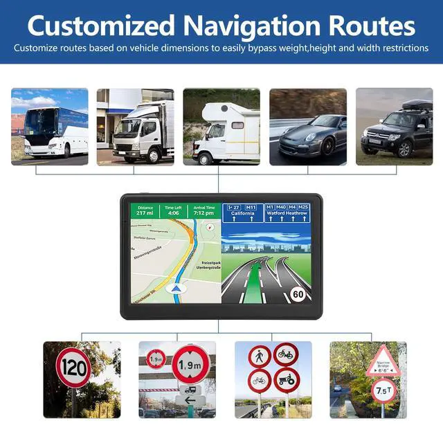 Alt view image 3 of 7 - GPS Navigator for Car Truck RV, Latest 2026 Map(Free Lifetime Updates) 7 inch Touch Screen Car GPS Navigation,Support Voice Turn Direction Guidance/Speed and Red Light Warning/Custom Truck Routing