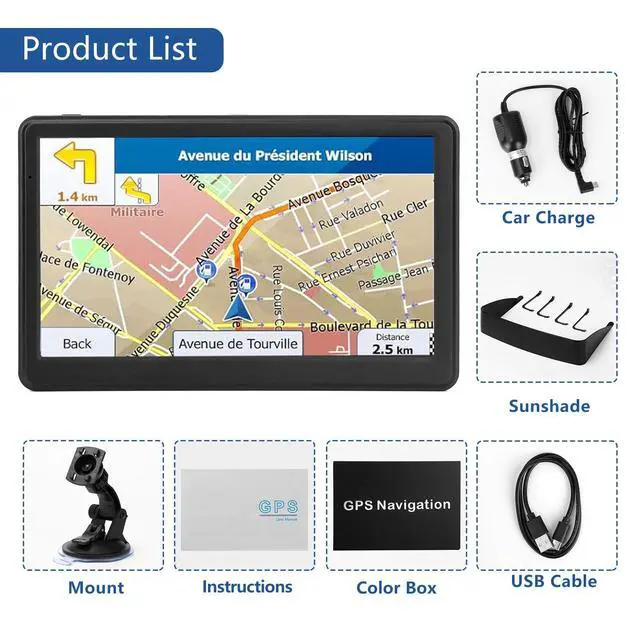 Alt view image 7 of 7 - GPS Navigator for Car Truck RV, Latest 2026 Map(Free Lifetime Updates) 7 inch Touch Screen Car GPS Navigation,Support Voice Turn Direction Guidance/Speed and Red Light Warning/Custom Truck Routing