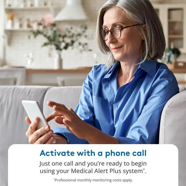 Alt view image 2 of 7 - Medical Alert Plus - in-Home Medical Alert System for Seniors - Cellular 4G Coverage, 600ft Pendant Range, Home Temperature Monitoring, 24/7 U.S. Based Monitoring