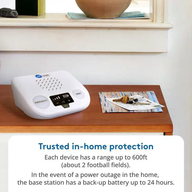 Alt view image 3 of 7 - Medical Alert Plus - in-Home Medical Alert System for Seniors - Cellular 4G Coverage, 600ft Pendant Range, Home Temperature Monitoring, 24/7 U.S. Based Monitoring