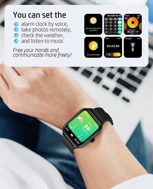 Alt view image 5 of 7 - Smart Watch for Men Women, 1.96" GPS Watcher with 120+ Sports Modes, Blood Pressure/Heart Rate/Blood Oxygen/Sleep Monitor, IP67 Waterproof Smartwatch for Android iOS