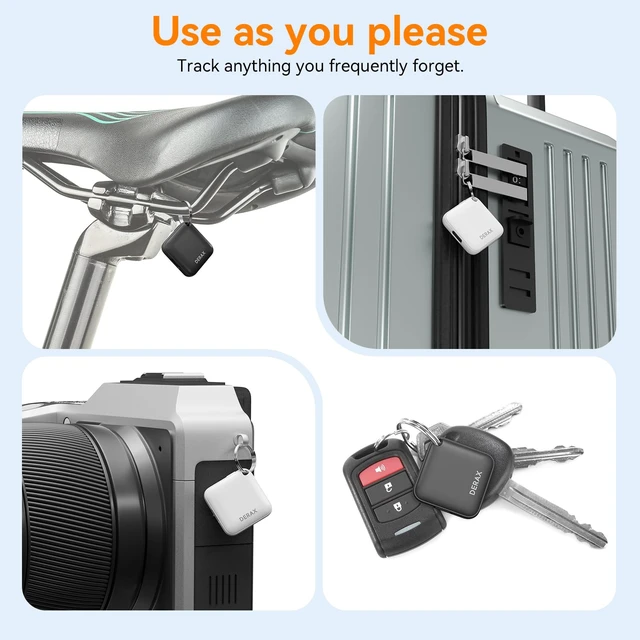 Alt view image 6 of 7 - Air Tracker (iOS and Android) 4-Pack Rechargeable Android Tracker Tag Bluetooth Item Finder, Compatible with Apple Find My & Google Find Hub for Keys Wallet Luggage and More, Black & White