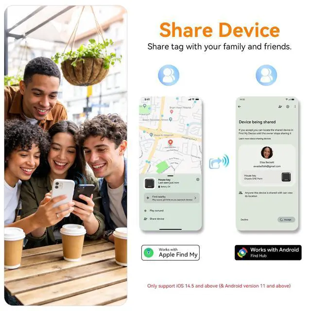 Alt view image 5 of 7 - Air Tracker (iOS and Android) 4-Pack Rechargeable Android Tracker Tag Bluetooth Item Finder, Compatible with Apple Find My & Google Find Hub for Keys Wallet Luggage and More, Black