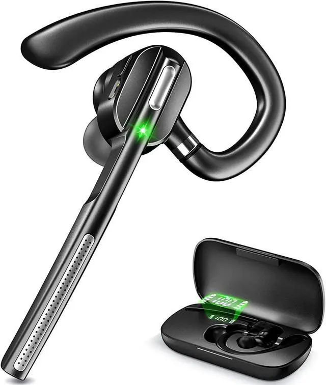 Main image of DECHOYECHO Bluetooth Headset V5.1, Wireless Headset with Battery Display Charging Case, Bluetooth Earpiece with Noise Canceling Mic for Driving, Office, Business, Compatible with Cell Phone and PC