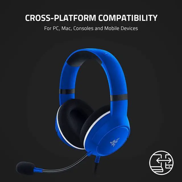 Alt view image 7 of 7 - Kaira X Wired Headset for Xbox Series X|S, Xbox One, PC, Mac & Mobile Devices: Triforce 50mm Drivers - HyperClear Cardioid Mic - Memory Foam Ear Cushions - On-Headset Controls - Shock Blue
