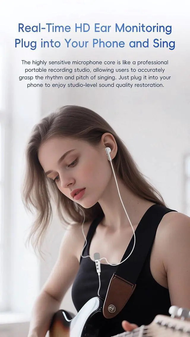 Alt view image 3 of 7 - KT03 Headphones with Karaoke HD Lavalier Microphone and Real-Time Ear Monitoring (Splitter Adapter,3.5mm, Black)