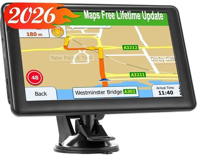 Main image of GPS Navigator for Truck Car, 7'' GPS Commercial Drivers 2026 Trucker GPS for Semi Truck (Latest 2026 Maps Free Lifetime Updates) with GPS Navigation Systems, Voice Assist, Speed Limit Warnings