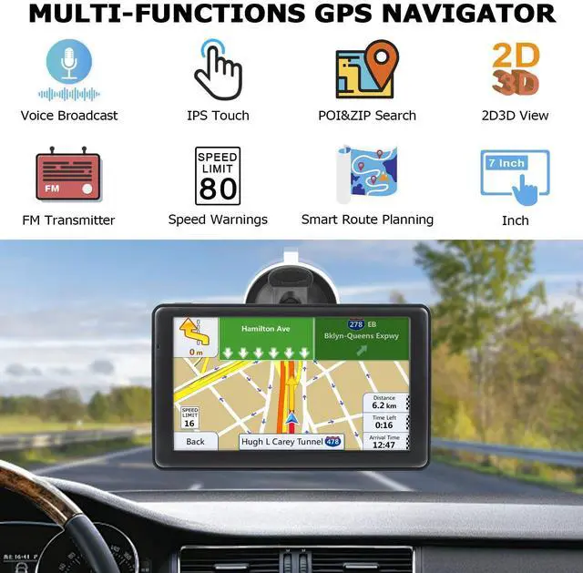 Alt view image 3 of 7 - GPS Navigator for Truck Car, 7'' GPS Commercial Drivers 2026 Trucker GPS for Semi Truck (Latest 2026 Maps Free Lifetime Updates) with GPS Navigation Systems, Voice Assist, Speed Limit Warnings
