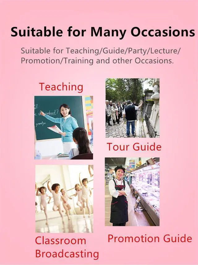 Alt view image 7 of 7 - Portable Voice Amplifier with Wired Microphone Headset Rechargeable PA System Speaker Personal Microphone Speech Amplifier Power Amplifiers Loudspeaker for Teachers/Metting/Tour Guide (Black)