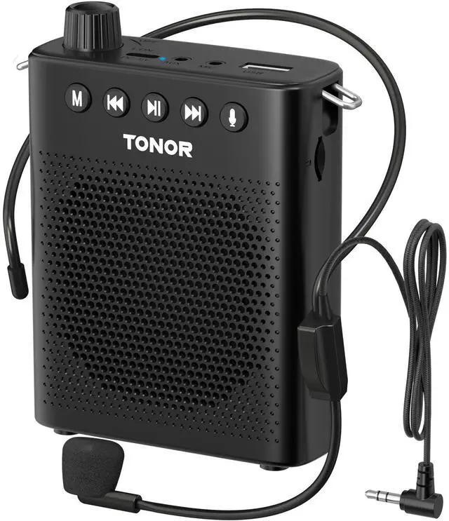 Main image of Portable Voice Amplifier for Teachers, Rechargeable Mini Pa System with 100 cm/3ft Wired Headset Microphone and Waistband, Megaphone Speaker for Classroom, Training, Yoga, Tour Guides K10