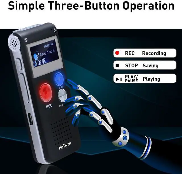 Alt view image 2 of 7 - Voice Recorder 16GB Capacity Voice Activated Recording Device Digital Voice Recorder for Lectures, Meetings, Interviews Audio Recorder with USB Rechargeable WAV/MP3 Tape Recorder (16GB)