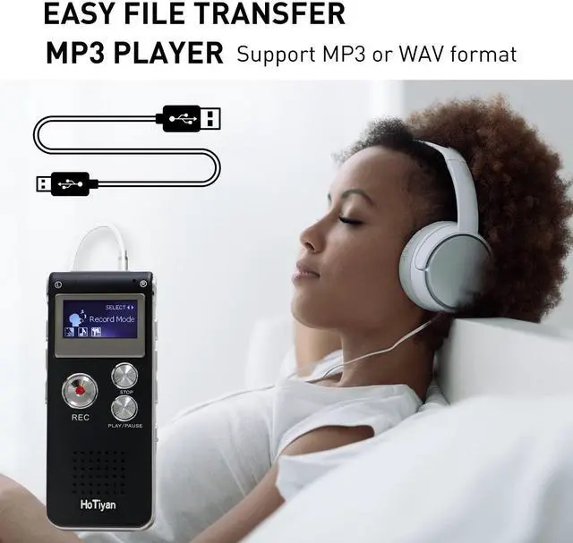 Alt view image 7 of 7 - Voice Recorder 16GB Capacity Voice Activated Recording Device Digital Voice Recorder for Lectures, Meetings, Interviews Audio Recorder with USB Rechargeable WAV/MP3 Tape Recorder (16GB)