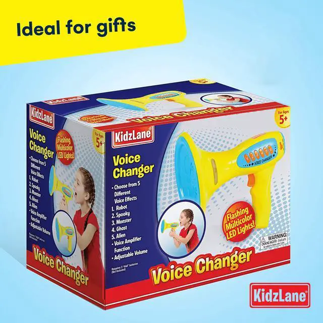 Alt view image 7 of 7 - Voice Changer for Kids - Kids Microphone Toy with LED Lights and 5 Different Sound Effects - Voice Changer for Girls, Boys, Teens Age 5 Years and Up - Blue