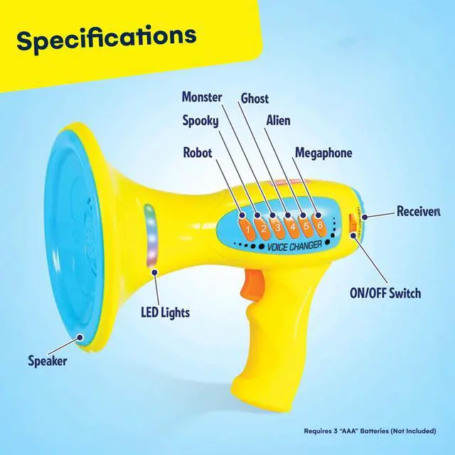 Alt view image 4 of 7 - Voice Changer for Kids - Kids Microphone Toy with LED Lights and 5 Different Sound Effects - Voice Changer for Girls, Boys, Teens Age 5 Years and Up - Blue