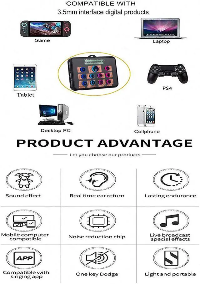 Alt view image 2 of 7 - Mini Sound Card, Protable Voice Changer for PS4/Xbox One/PC/Phone/Laptops/Anchor/Cam Girl/Kids with Voice Adjustable Feature