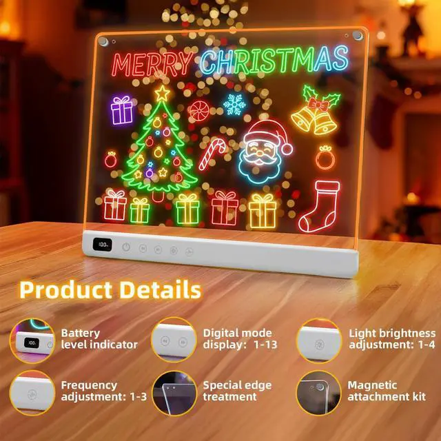 Alt view image 4 of 7 - Led Drawing Board with 13 Light Effects, 16" Rechargeable Glow Doodle LED Note Board with Colors, Neon Light Up Drawing Tablet Gifts for Kids for Easter Birthday Christmas Gift Ideas