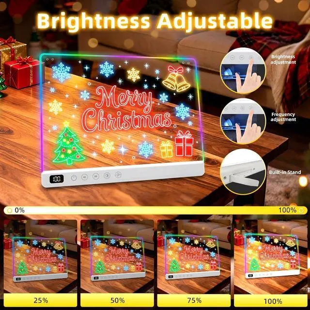 Alt view image 6 of 7 - Led Drawing Board with 13 Light Effects, 16" Rechargeable Glow Doodle LED Note Board with Colors, Neon Light Up Drawing Tablet Gifts for Kids for Easter Birthday Christmas Gift Ideas