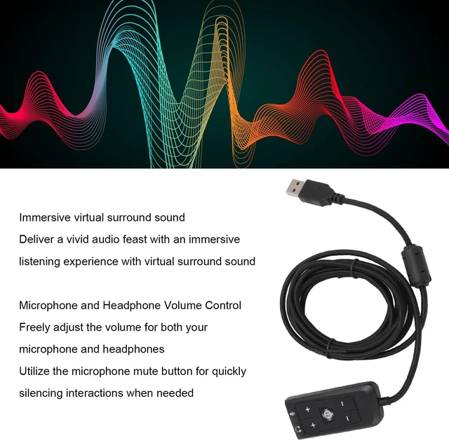Alt view image 3 of 7 - USB Sound USB to 3.5mm Jack Audio Adapter, USB Sound Card USB to 3.5mm Jack Audio Adapter, USB Adapter for HyperX Cloud II, for PS5, for Series X S, for One